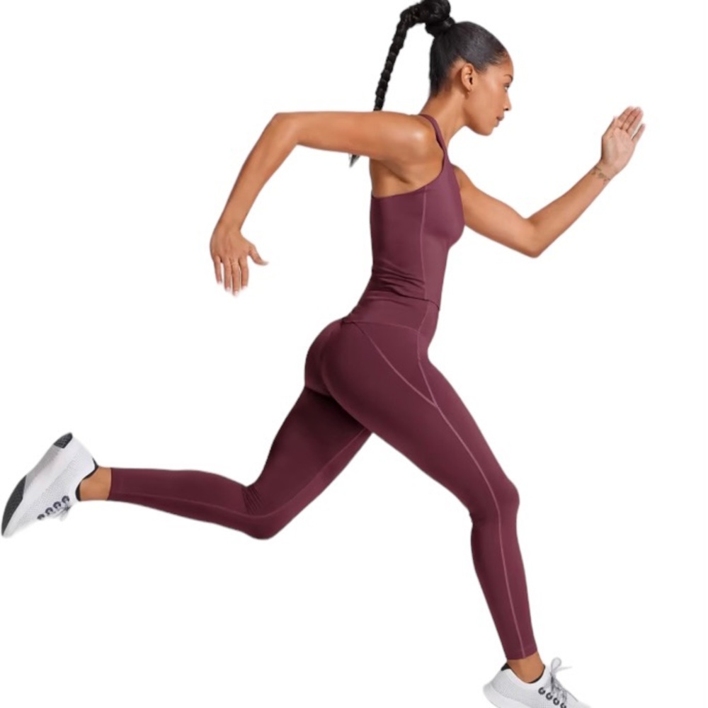 Allbirds Natural Legging Aubergine Burgundy Merino Wool Blend Activewear Small